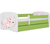 Cama 140 x 70 cm Kocot Kids com gaveta e colchão BabyDreams Horse Green