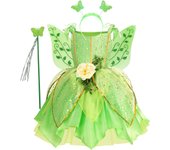 Girls TinkerBell Costume Halloween Costume Green Fancy Dress Fairy Princess Cosplay Carnival Party Costume
