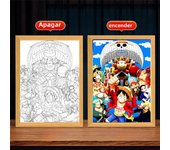 Anime Figure One Piece Light Painting Photo Frame Zoro Luffy Led Night Light Birthday Bedroom Decor Christmas Gifts Moon Lamp