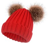Gorro de Invierno con máscara para mujer, gorro de punto, gorro de Esquí, gorro de Invierno con dos pompones