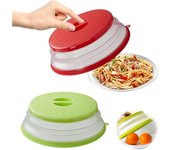 Tapa plegable para microondas, 2 unidades, colador plegable para microondas, tapa de silicona para colar y enjuagar frutas.