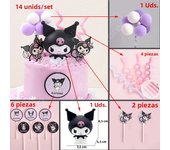 Kuromi Cake Topper Anime Action Figure Sanrio Flag Happy Birthday Kuromi Cake Decoration Girl Baby Shower Toy Kids Party Gift