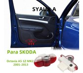 LED Car Door Projector Ghost Shadow Welcome Light Bulbs Accessories For Skoda Octavia A5 1Z MK2 2001 - 2013 2012 2011 2010 2009