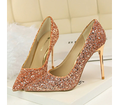 Women 7cm 9.5cm High Heels Pumps Wedding Scarpins Sparkly Mid Low Heels Lady Party Sequins Glitter Evening Gold Silver Red Shoes