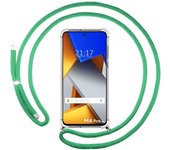 Funda Colgante Transparente para Xiaomi POCO M4 Pro 4G con Cordon Verde Agua