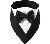 Esmoquin formal para perros, bandana para perros, esmoquin de boda para perros con pajarita, disfraz de cumpleaños para perros ajustable para mascotas pequeñas (XS, negro)
