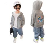 Children's Dino Jacket 2024 Spring New Cartoon Fashion Boys Hooded Sweatshirt Cute Tyrannosaurus Rex Coat Children's Clothing