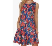 Vestido sin mangas verano playa Hawaiian imprimir chaleco suelto vestido con bolsillos