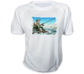 MERCHANDMANIA CAMISETA deporte pesca pescador agua peces playa tshirt