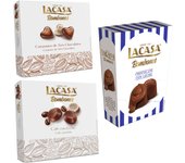 Pack Lacasa bombones chocolate con leche 72 G & bombones corazón tres chocolates 200 G & bombones café con leche 200 g