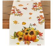 Fireplace with Pumpkins, Sunflowers and Maple Leaves, Autumn Season Kitchen Dining Table Decoration for Home Party Decoration,