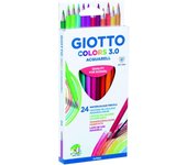 Giotto colors acquarell 3.0 pack de 24 lapices triangulares de colores acuarelables - mina 3 mm - madera - colores surtidos