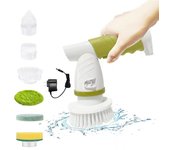 Cepillo de limpieza eléctrico inalámbrico, cepillo de limpieza de baño con 7 cabezales de cepillo intercambiables