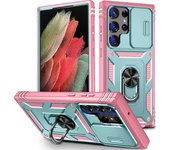 Shockproof Hybrid Dual Layer Magnetic Ring Kickstand Case for Samsung Galaxy S24 S23 S22 S21 S20 FE Ultra Plus 5G Lens Protetion