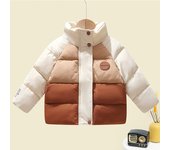 Autumn Winter Baby Boys Jacket Splicing Style Thicken Keep Warm Stand Collar Down Cotton Outwear For 3-7Y Girls Leisure Overcoat