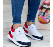 Zapatillas de deporte con cordones para mujer, zapatos para caminar al aire libre, talla grande, color sólido, elegantes,
