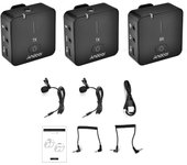 Andoer MX5 Microphone Wireless Clip-on Lavalier Mics 50M Range for Smartphone DSLR Camera DV Vlog Video Recording Interview