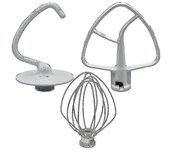 Kit de batidora con gancho para masa, batidor de varillas y batidor plano revestido - 3 piezas para batidoras de pedestal