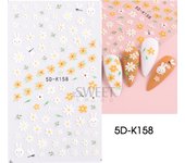 5D Embossed Flower Colorful Nail Stickers Simple DIY Wildflower Sliders Sunflower Daisy Spring Engraved Art Manicure Decals