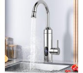 Grifo con calentador de agua cocina, pantalla LED de temperatura grifo giratorio 360º de acero inoxidable, apto para grifo eléctrico en cocina, jardín, baño y camping