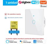 Tuya Wifi/Zigbee RF433 EU Smart Wall Switch 1/2/3/4 Gang Touch Sensor Button No-Neutral Wire,Voice With Alexa Google Home