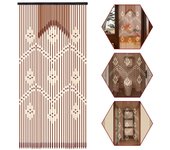 Cortina de puerta de madera - Partición de porche con cuentas de madera 90x175cm 32 líneas