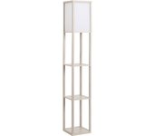 HOMCOM Lámpara de Pie de Madera con 3 Estantes de Almacenaje para Bombilla E27 Potencia Máx. 40W Lámpara Moderna para Salón Dormitorio 26x26x160 cm