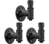 Juego de 3 ganchos para bata y toalla, diseño rústico industrial elegante con acabado galvanizado negro, montaje en pared