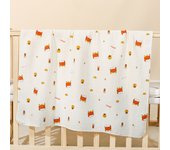 Cotton Muslin Cute Cartoon Printing Baby Swaddle Blanket Soft Breathable Newborn Baby Receiving Blanket For Infant Boys Girls