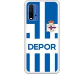 Funda original compatible con Xiaomi Redmi 9T/Pocophone M3 - RC Deportivo camiseta rayas blanquiazul