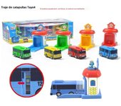 Tayo the Little Bus 2004 1004 Playset 4pc/set Launch Pad Set Cartoon Car Toy Tayo Pull-Back Car Large Size with Openable Doors