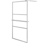 vidaXL Mampara ducha con estante vidrio ESG aluminio cromado 115x195cm mampara Modelo Stone design, Esmerilado