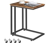 Mesa auxiliar moderna con ruedas y pies ajustables, ideal para dormitorio, fácil de montar, marco de acero, en blanco crema o negro ébano