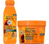 GARNIER Fructis Hair Food Papaya Sets de Champú, Acondicionador o Mascarilla 3 en 1 para Cabello Dañado