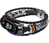 Leather Strap For Xiaomi mi Band 6 5 4 3 Bracelets Ethnic Style RetroHandmade Beads bracelet pulseira On miband 5 4 Watch Band