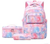 Goldwheat Mochila Escolar Secundaria Mochila con Luz Pull Impermeable con Estampados de Estrellas y Bolsa PARA EL Almorzo