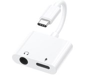 AUX Cable Adapter For Samsung S24 S23 Ultra Note 20 10 Plus Connector USB C to Double Type C 3 5 mm Jack Charge 2 In 1 Splitter