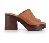 Blogger SAMBRU Zuecos de mujer camel de piel 81490