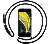 Tumundosmartphone Funda Colgante Transparente para Iphone SE 2020 con Cordon Negro