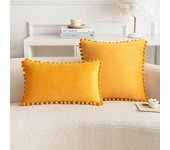 Velvet Throw Pillow Cover with Cute Pompom 30x50cm 45x45cm 50x50cm European Luxury Cushion Case for Christmas Gift Pillow Cover