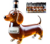 Botella de whisky con forma de perro salchicha, divertida botella de whisky con forma de perro salchicha, botellas de vino de cristal con forma de perro salchicha, decoración de decantador de perro salchicha, para bar, hogar y oficina (#C)
