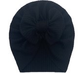 Gorro de bebé con lazo de doble capa de nuevo estilo de otoño e invierno europeo y americano, gorro tipo jersey para bebé, gorro indio, gorro para niños, 18*21 cm, negro