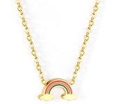 LUXUSTEEL 2021 Fashion Gold Color Rainbow Pendant Necklaces Stainless Steel Colorful Choker Necklace Collier Cute Style Jewelry