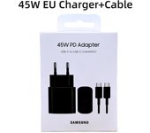 Cargador Samsung Original 45w de carga superrápida, adaptador con certificado de la UE para Galaxy Z Fold 5, 4, 3, Flip 5, 4, 3, S23, S24 Ultra, S20, S22, S21