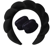 Vintage Velvet Cloud Hair Hoop for Women Girls Sponge Headband Wash Face Wristband Set Spa Bathroom Accessories