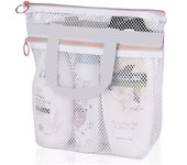 Portable shower handbag, transparent mesh makeup bag, storage bag, travel wash bag, mesh beach bag