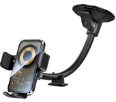 Coche parabrisas teléfono titular con cargador inalámbrico camión montaje apto para iPhone xiaomi brazo largo y adhesivo en el tablero