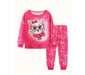 2pcs Boys Casual Crew Neck Animal Print Pajama Sets