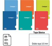 CUADERNO CAMPUS ORIGINAL BLOC ESPIRAL CAMPUS A4 TAPA BÁSICA 80 H 60G  PACK DE 6UNIDADES  CUADRÍCULA 3 MM 4MM HORIZONTAL LINEAS DOBLE RAYAS 2.5MM O 3.5MM ,LISO,MILMETRADO TODO LOS MODELOS A ELEGIR MIRARSE BIEN ANTES DE HACER PEDIDO GRACIAS