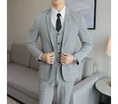 High-End Men's Wedding Suit 3-Piece Set Handsome Banquet Smart Casual Fashionable Three-Quarter Length Vest Trousers Four Season